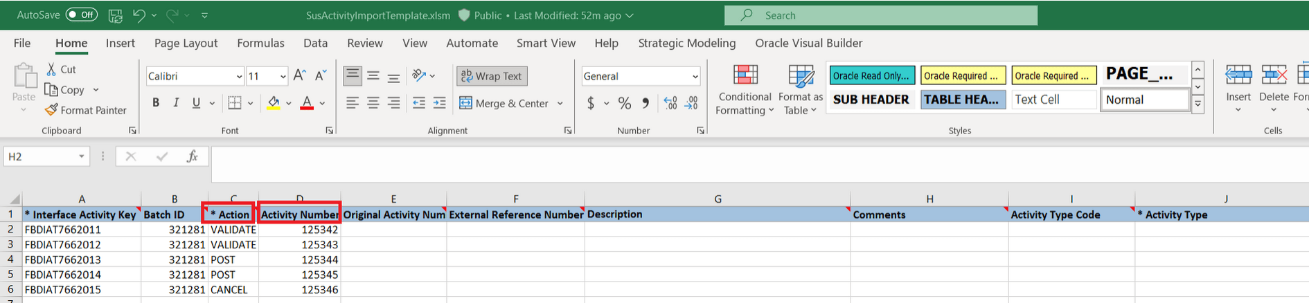 Sustainability Activities Worksheet - Bulk Actions