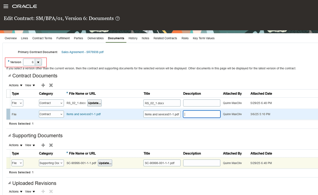 Version specific documents