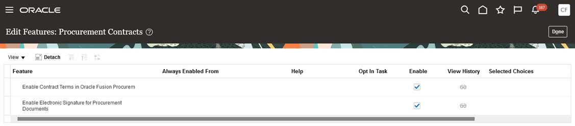 Edit Procurement Contracts Features
