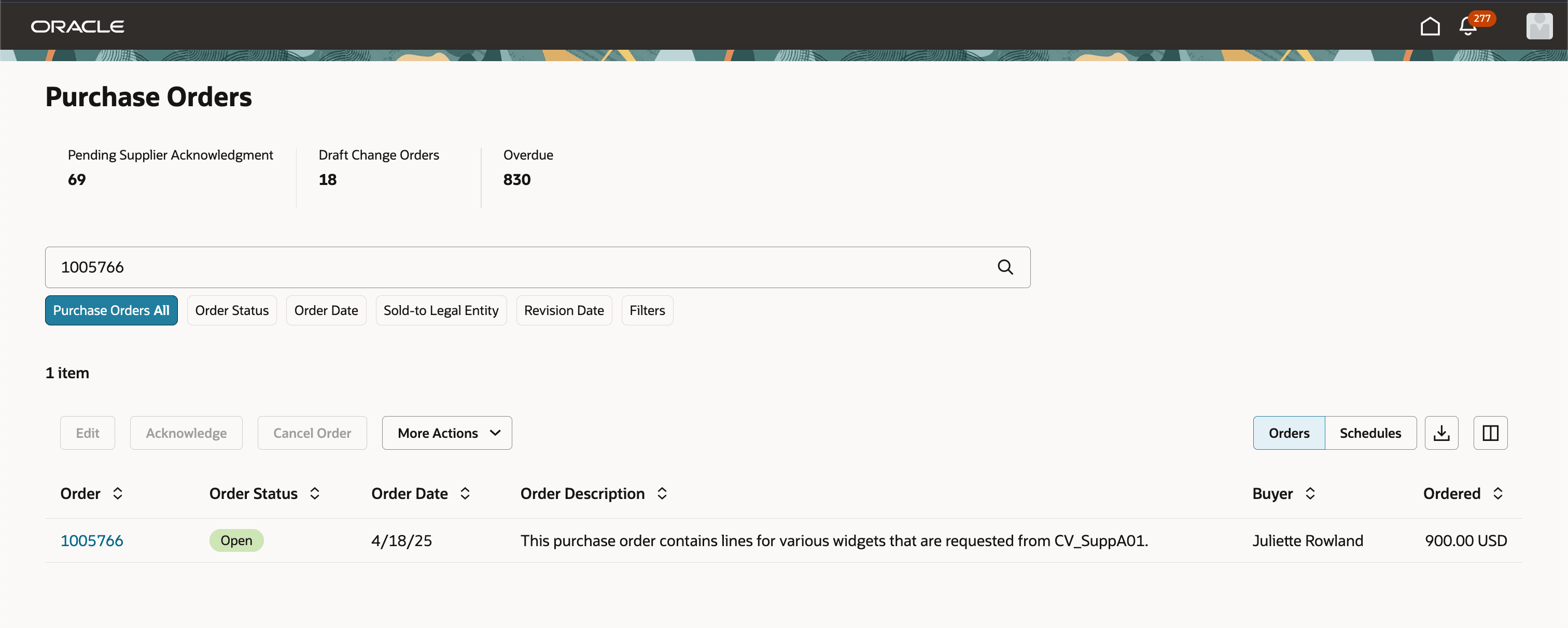 View Order from the Purchase Orders Page for Suppliers