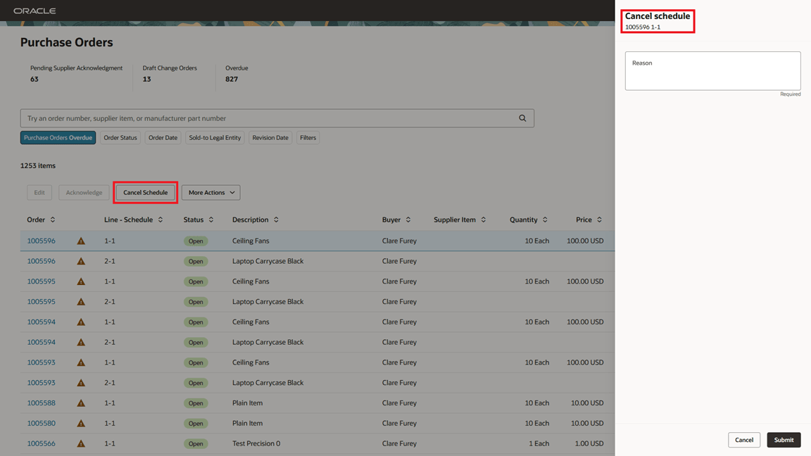 Cancel Schedule Action