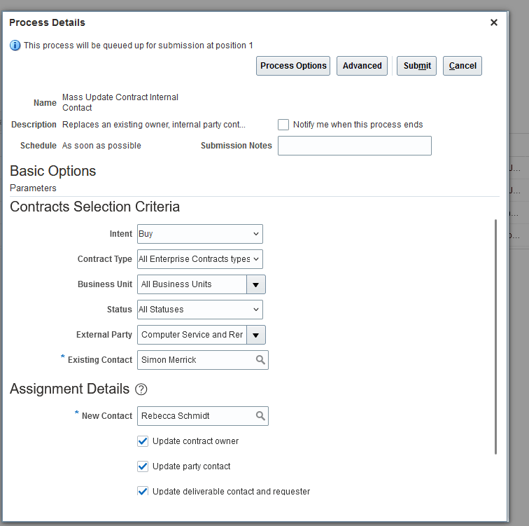 Mass Update Contract Internal Contacts