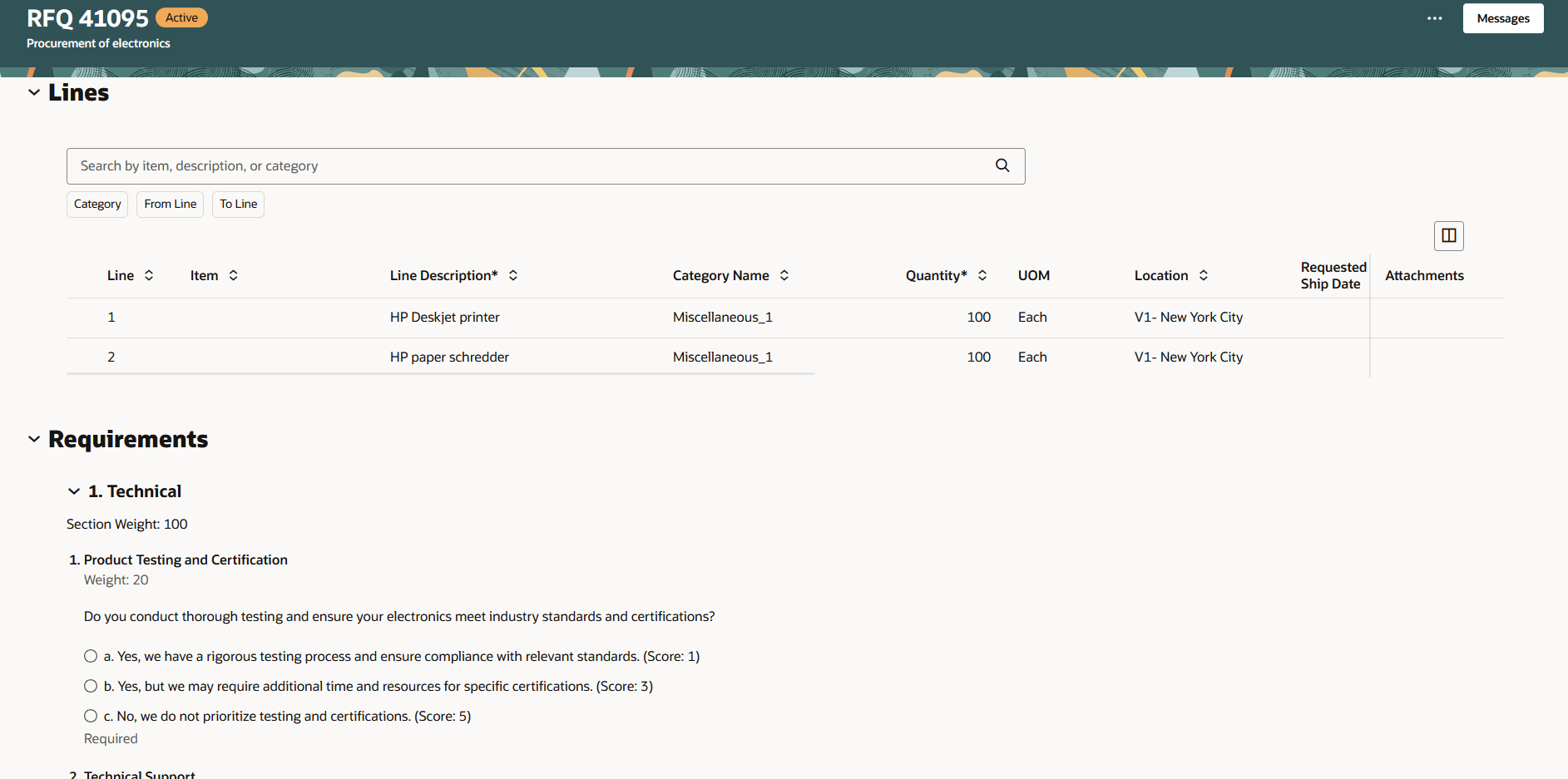 View Negotiation - Lines and Requirements