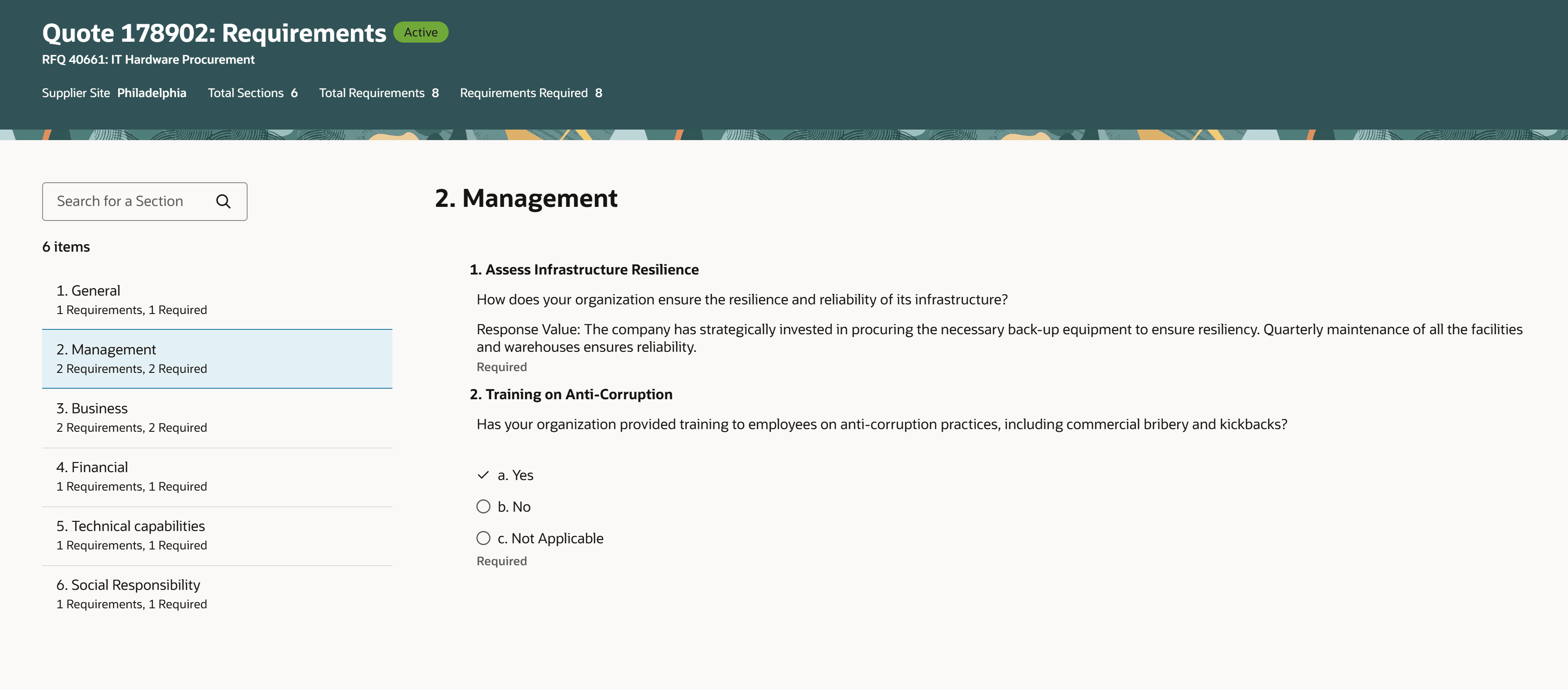 Drill-down Page for High Volume Requirements