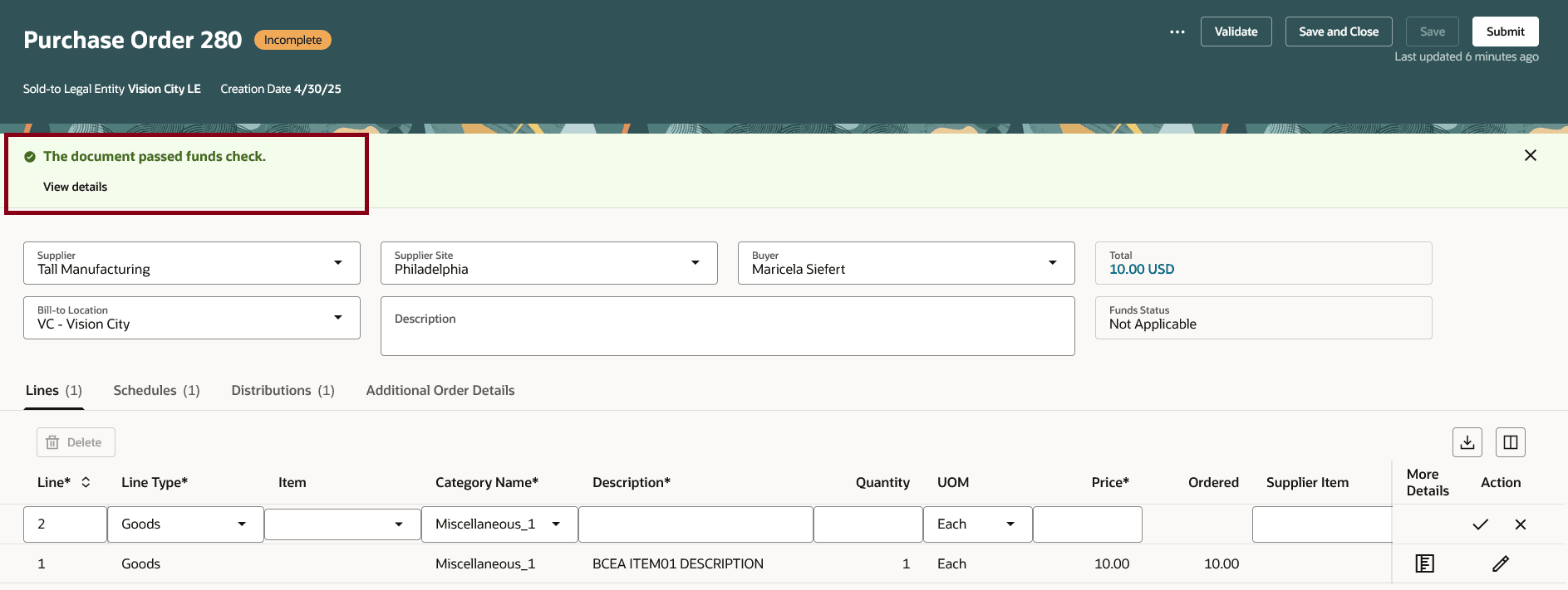 Funds Check Successful After Performing Check Funds Action