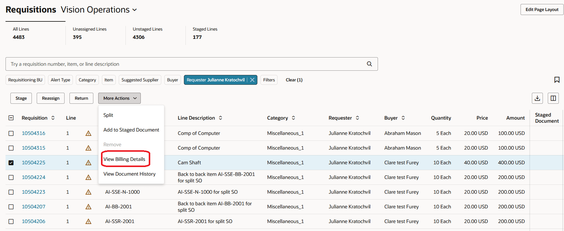 View Billing Details