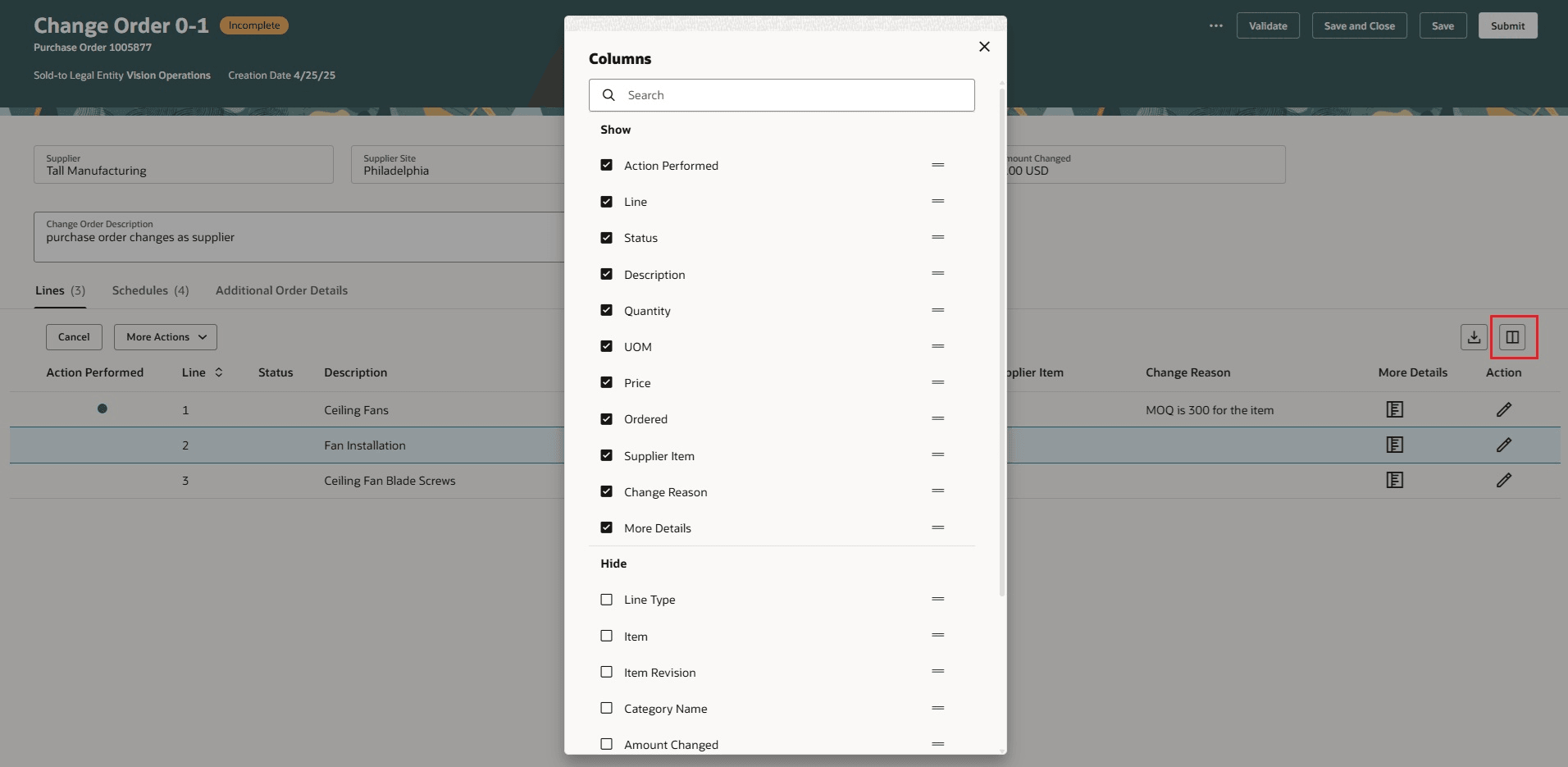 Use Column Management to Display Additional Columns&nbsp;