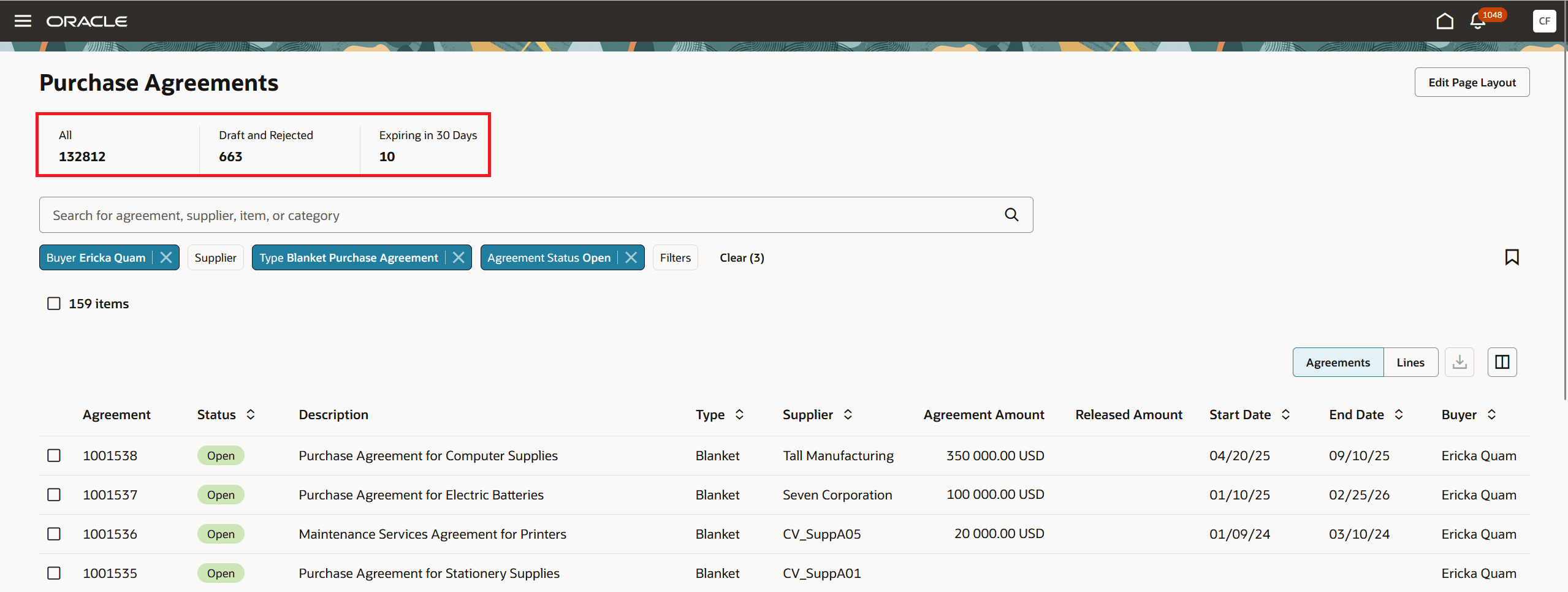 Purchase Agreements Metrics Purchase Agreements Metrics