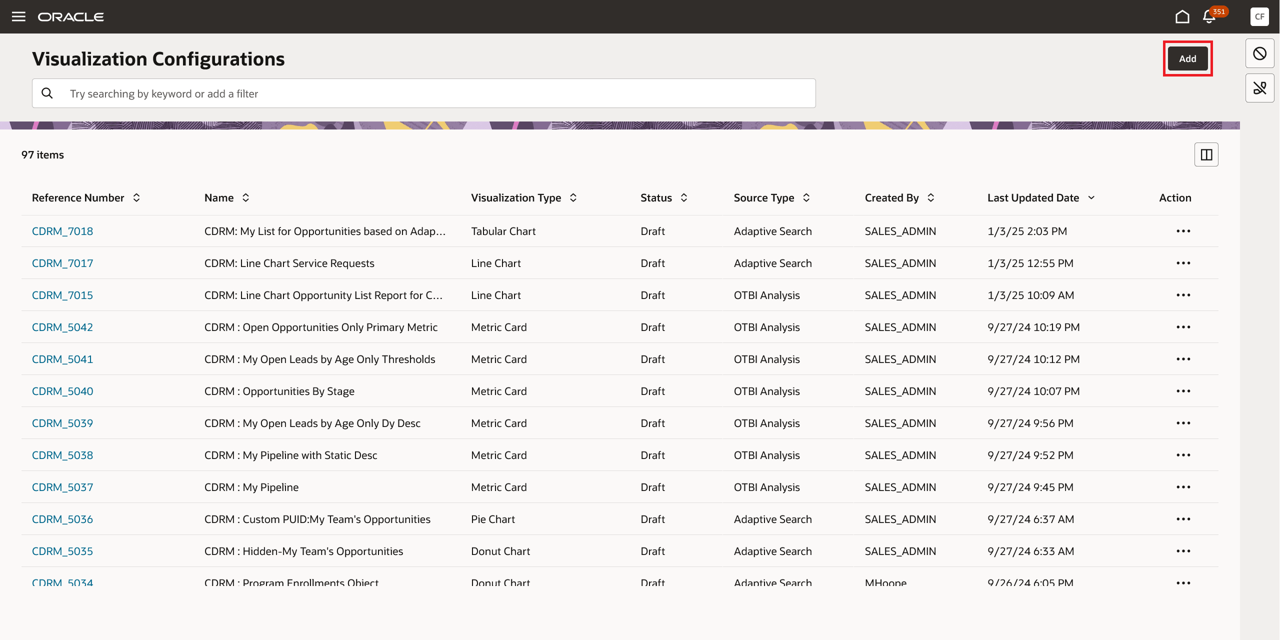 Add OTBI KPIs and Visualizations Using Visualization Configurations Page