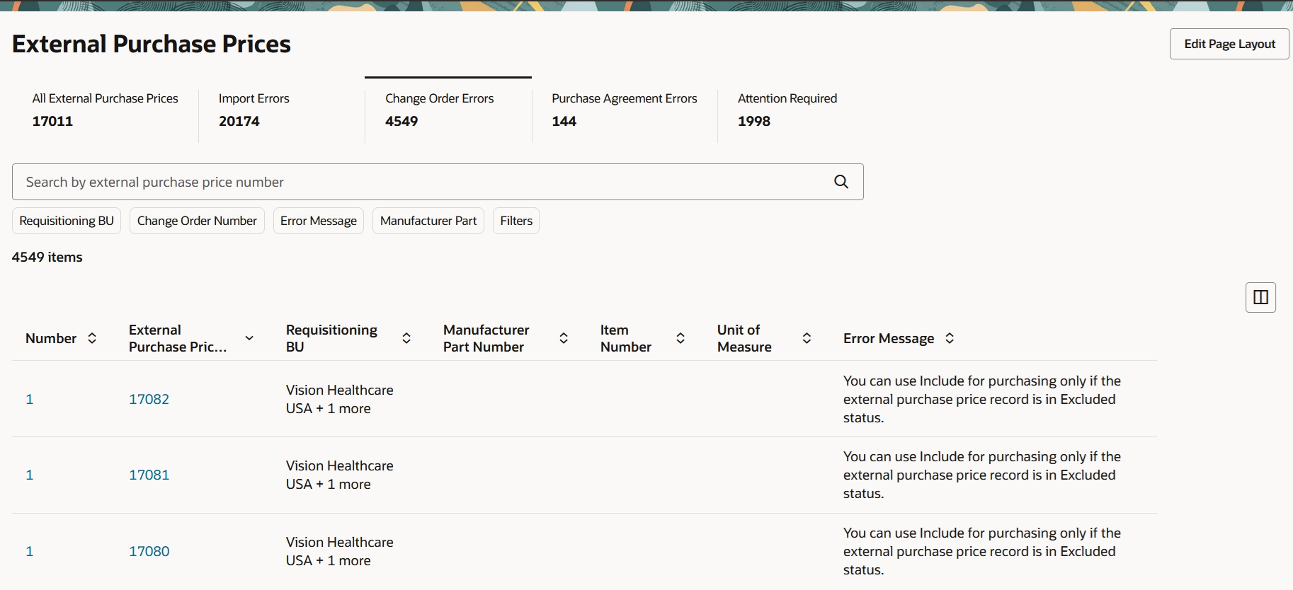 Change Order Errors KPI