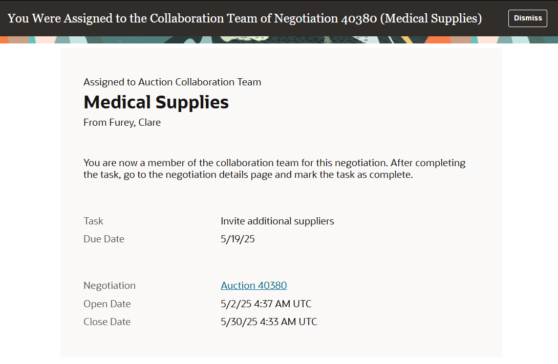 Negotiation Task Assigned FYI Notification