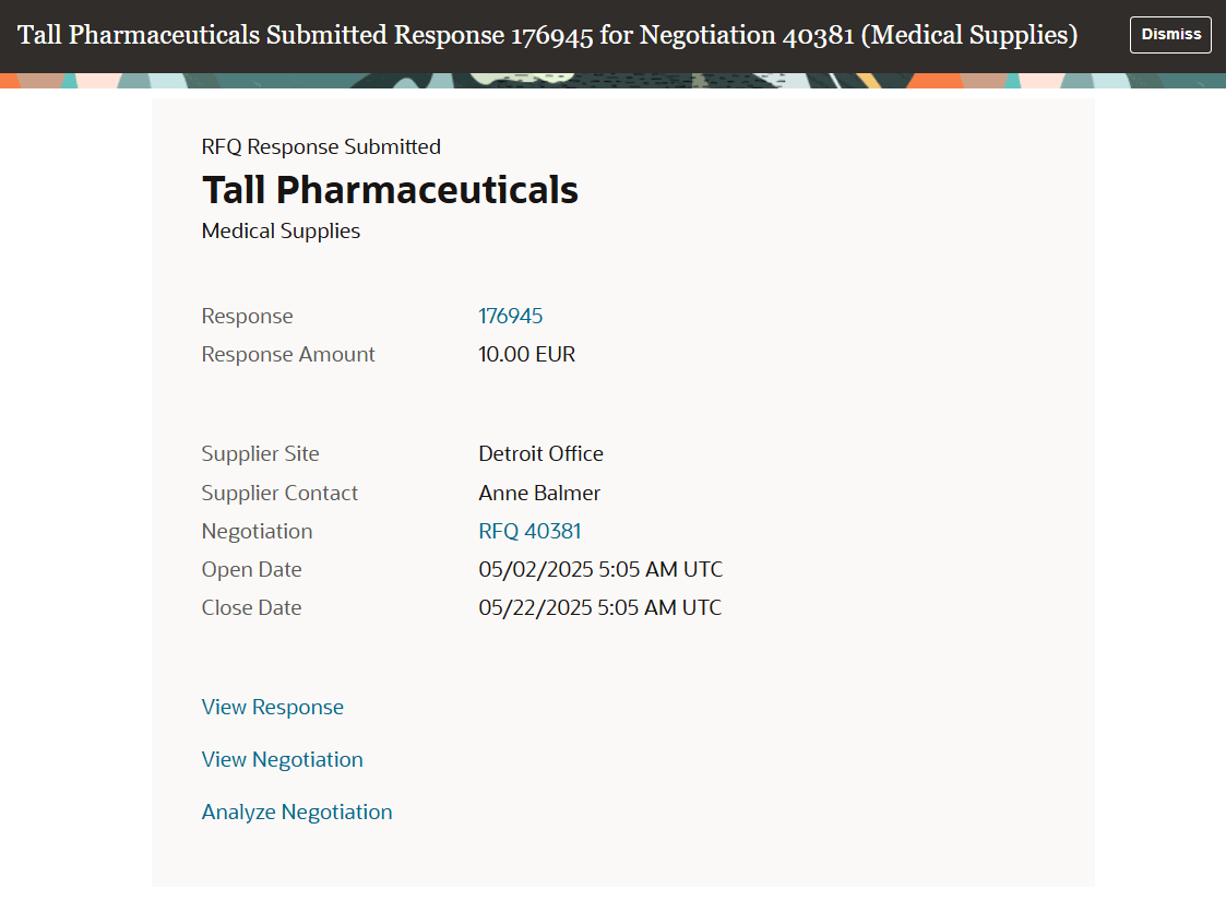 Negotiation Response Submitted FYI Notification