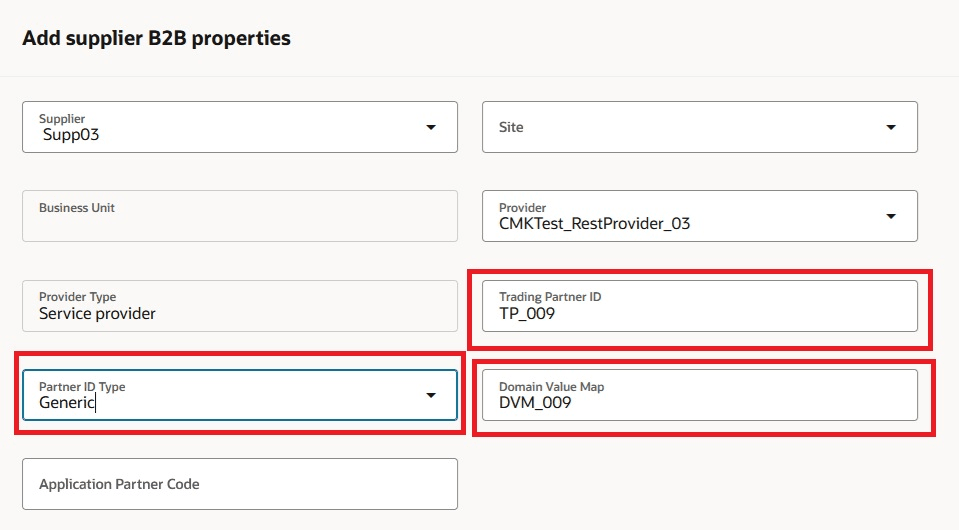 Add Supplier B2B Properties