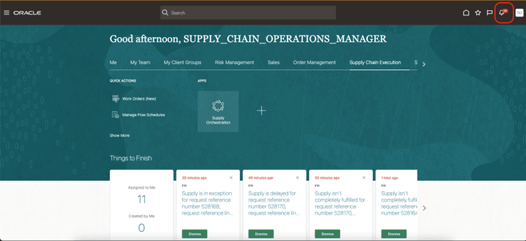 Click bell to view alert
