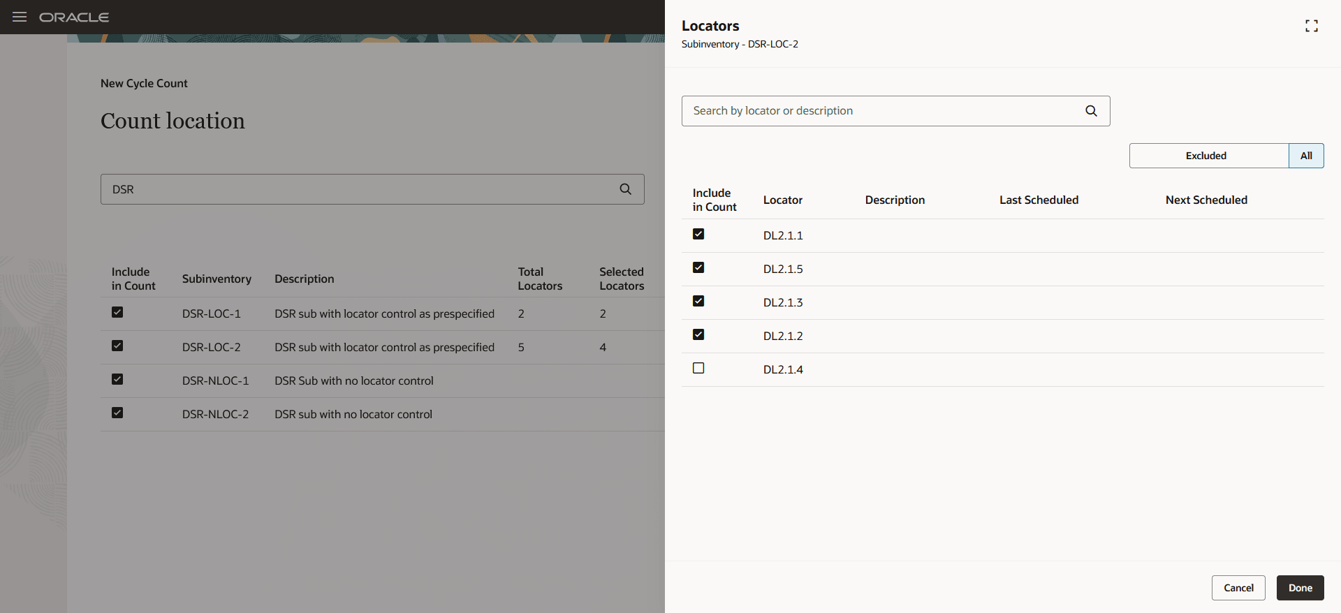 Count location excluded locators