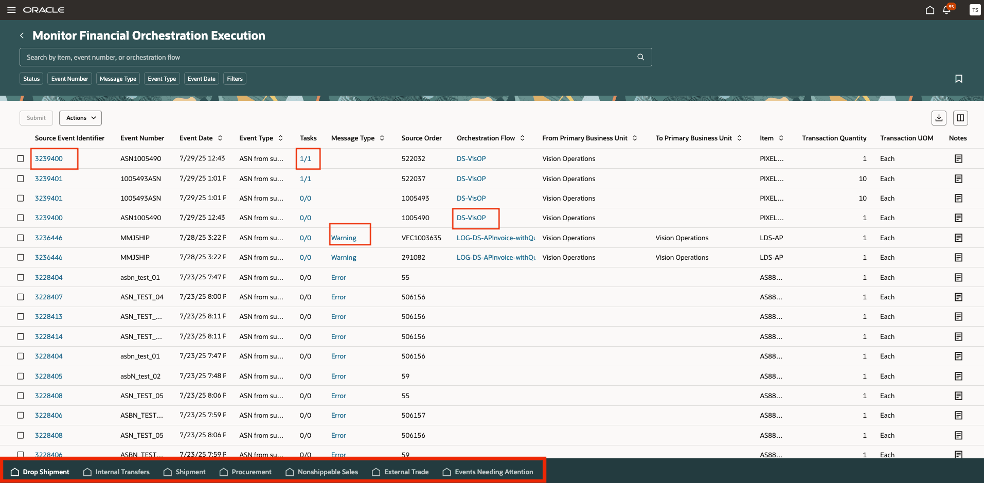 Figure 1 - Monitor Financial Orchestration Execution in the Redwood UI with in-app navigation and deeplinks supported.