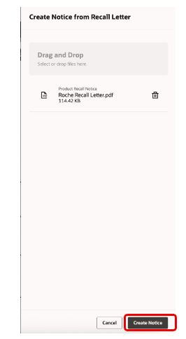 Upload recall letter