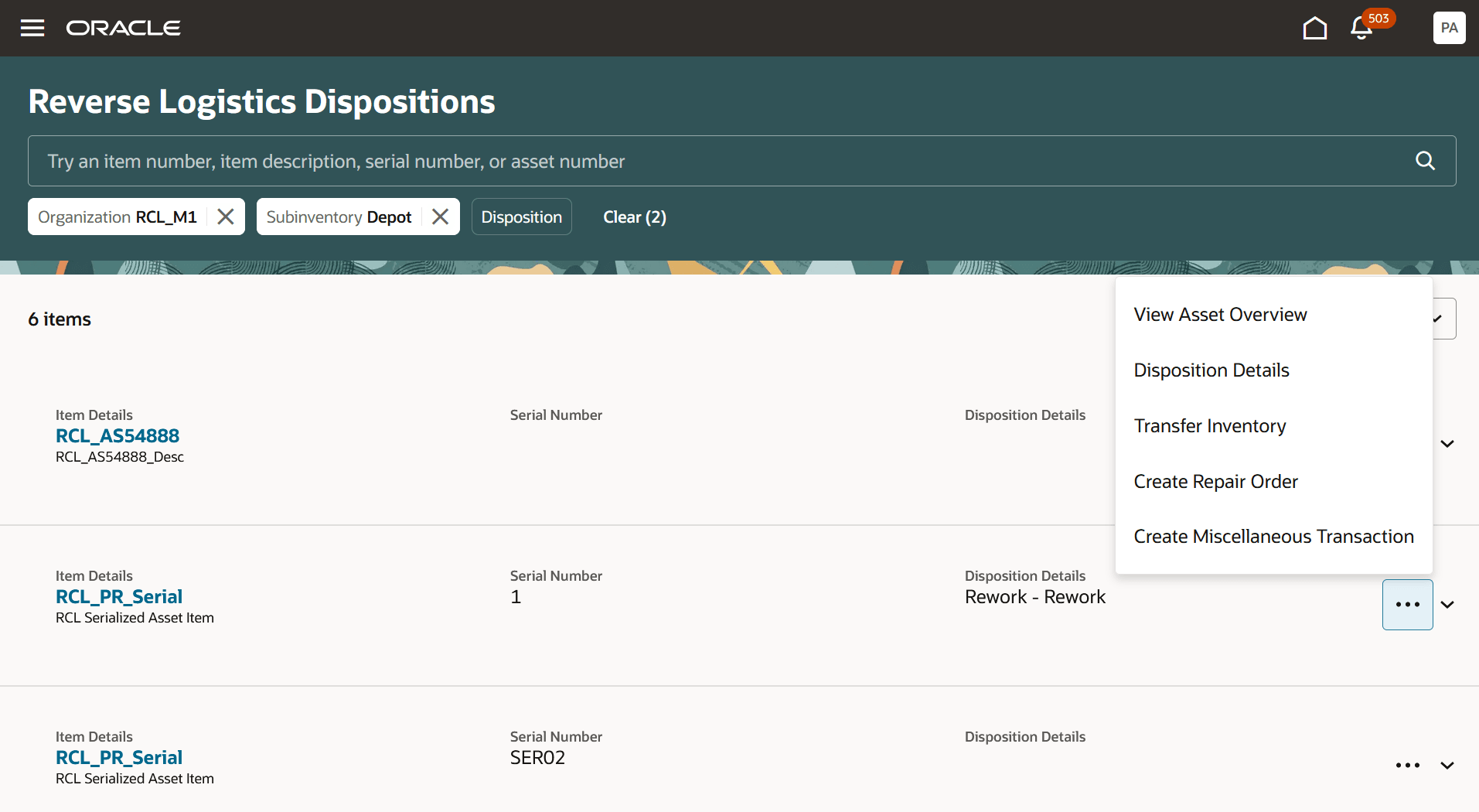 Reverse Logistics Dispositions
