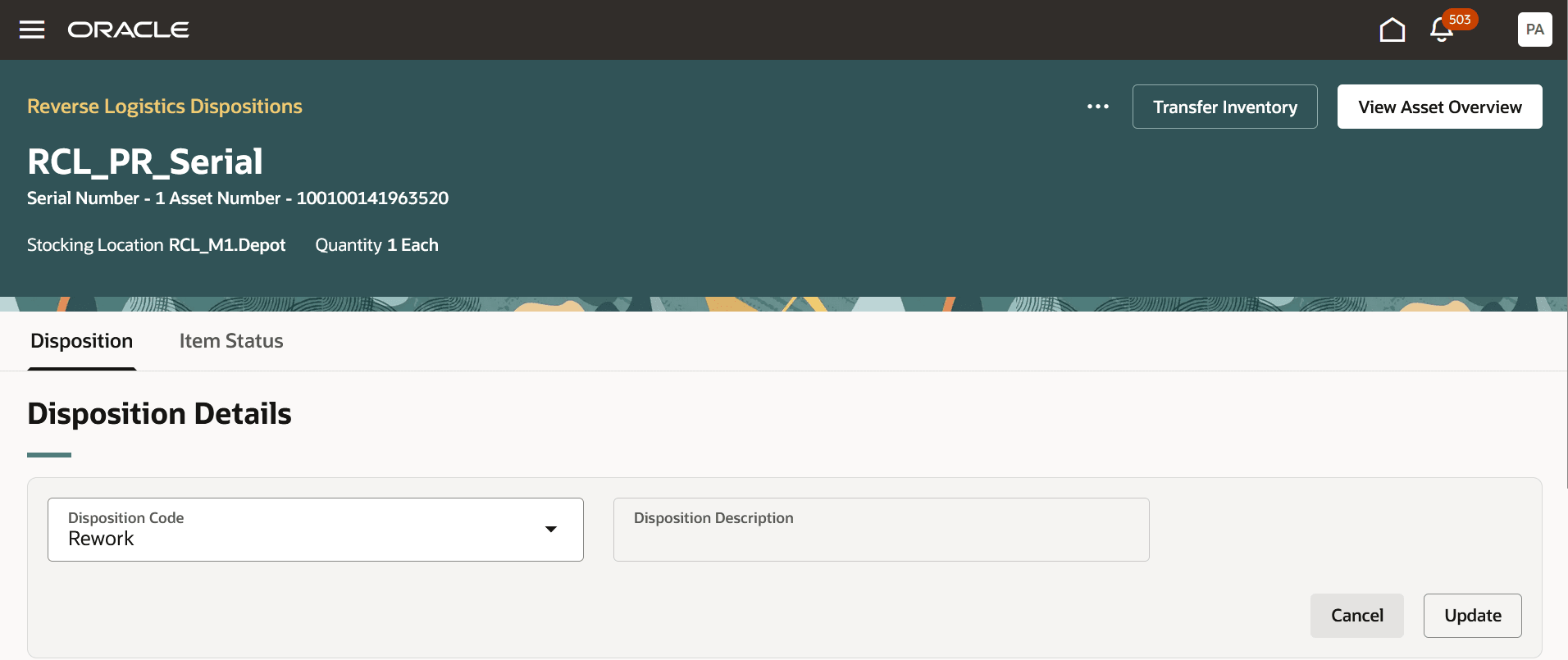 Enter Disposition Details