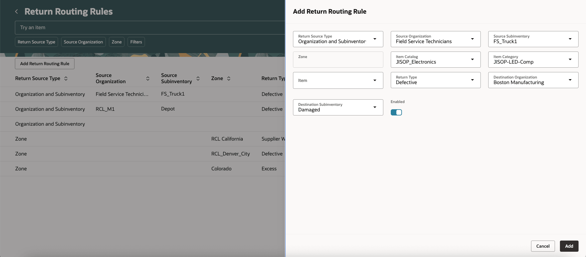 Add Return Routing Rules