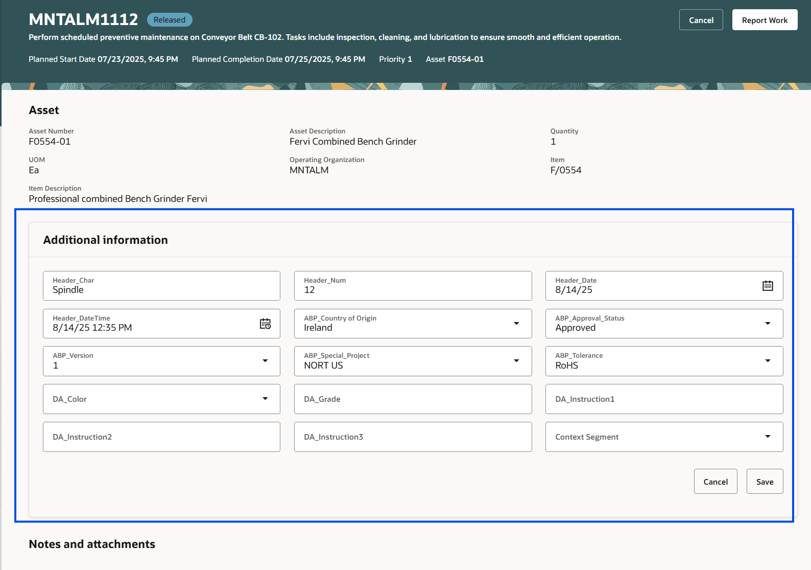 My Maintenance Work - Additional Information