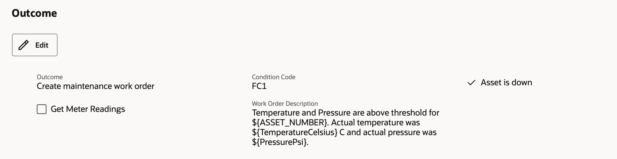 Outcome Section of the Operational Rules Page