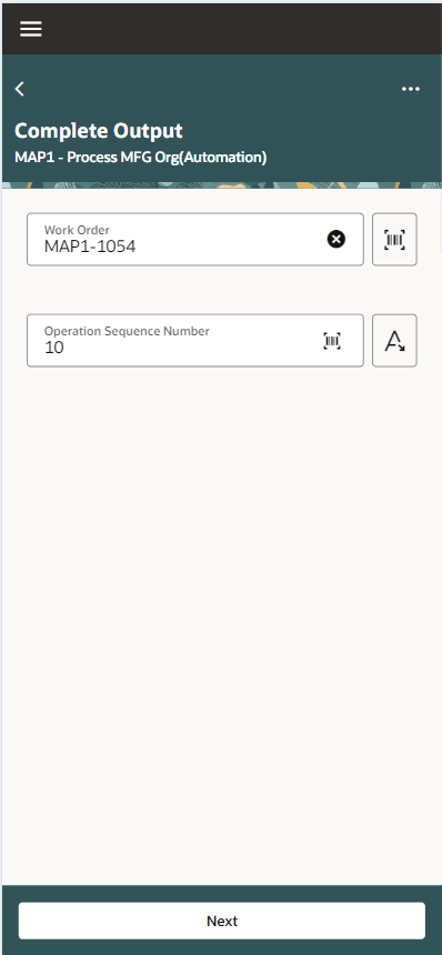 Search Work Order Operation