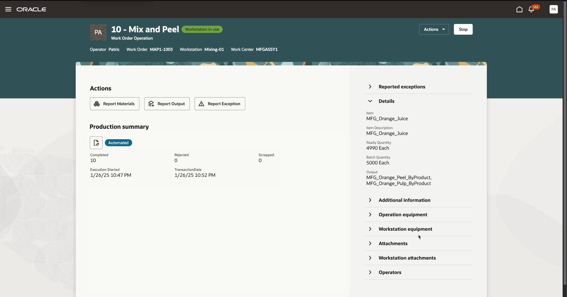 View Connected Equipment's Execution Progress