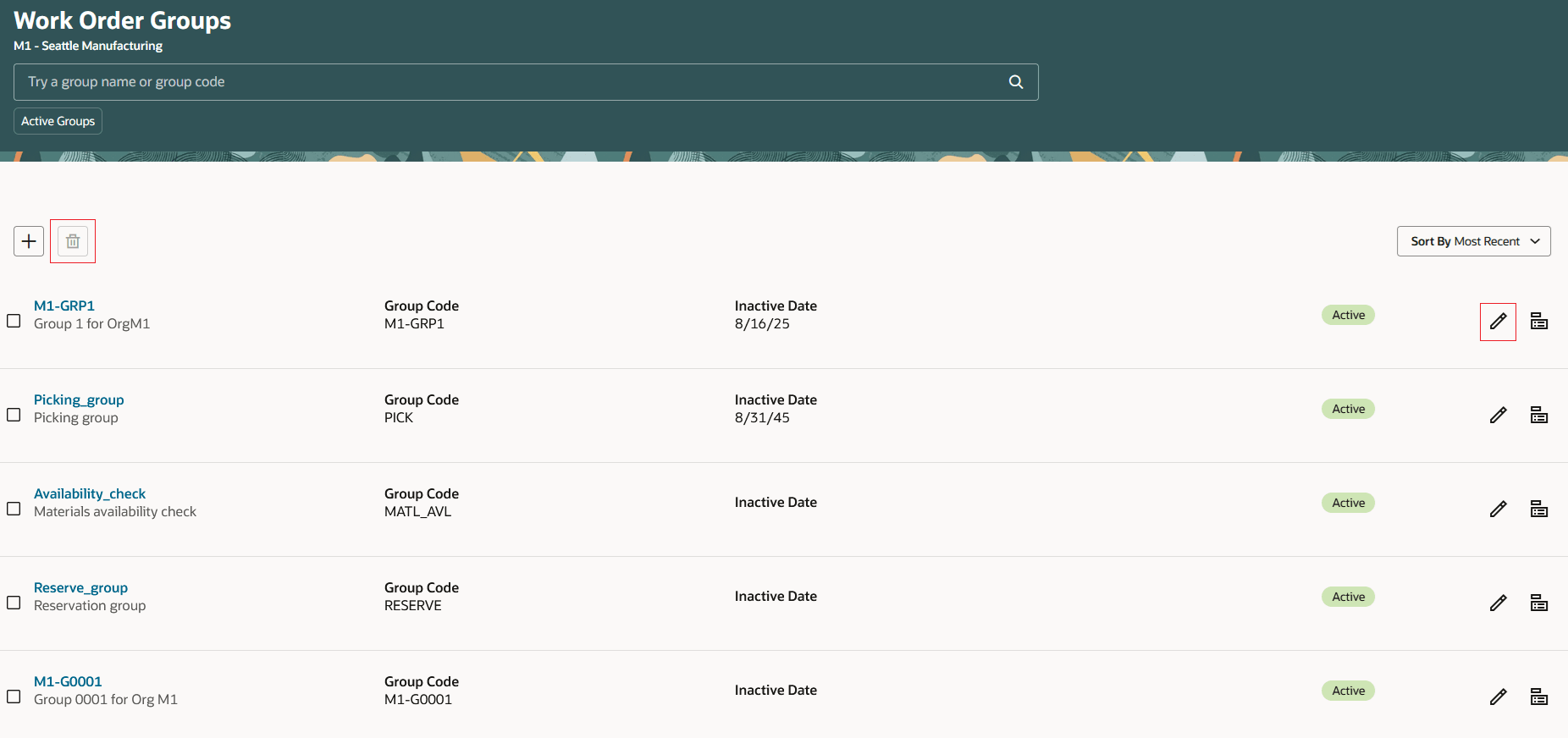 Manage Work Order Groups