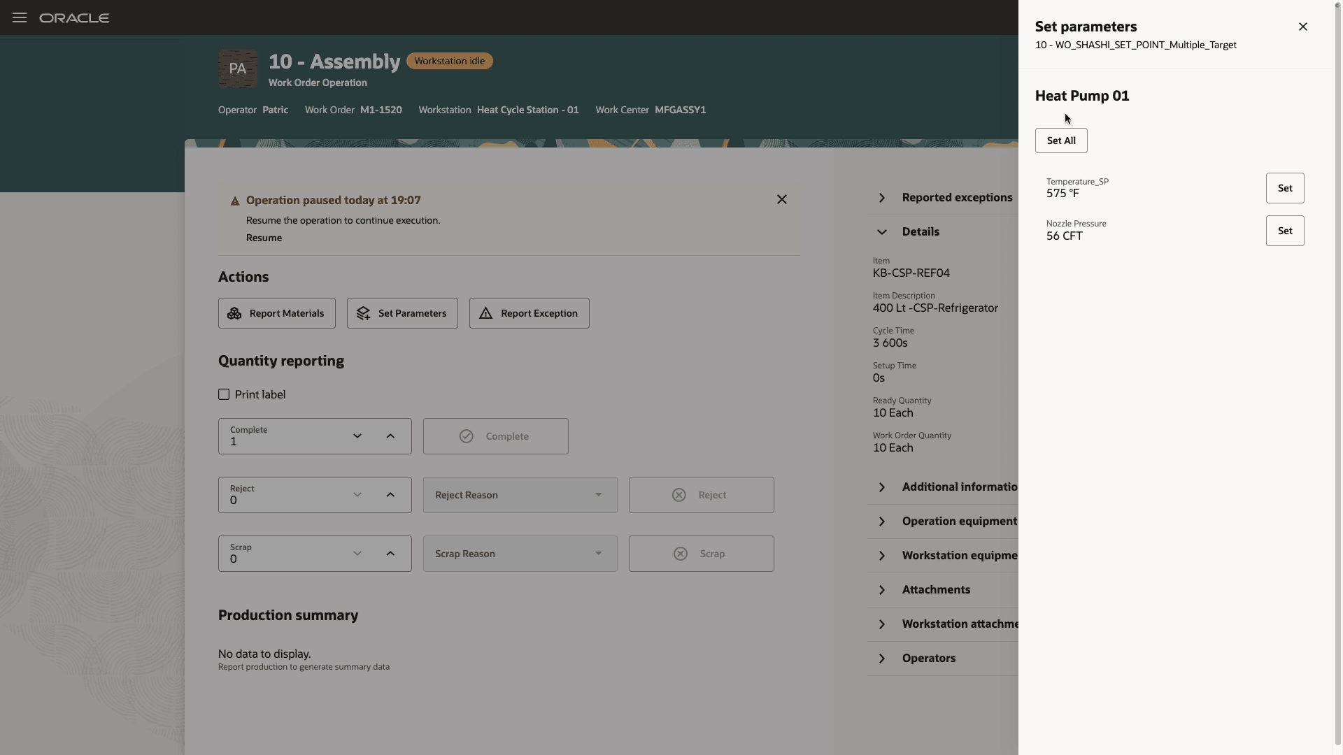 Send set points to connected equipment during execution