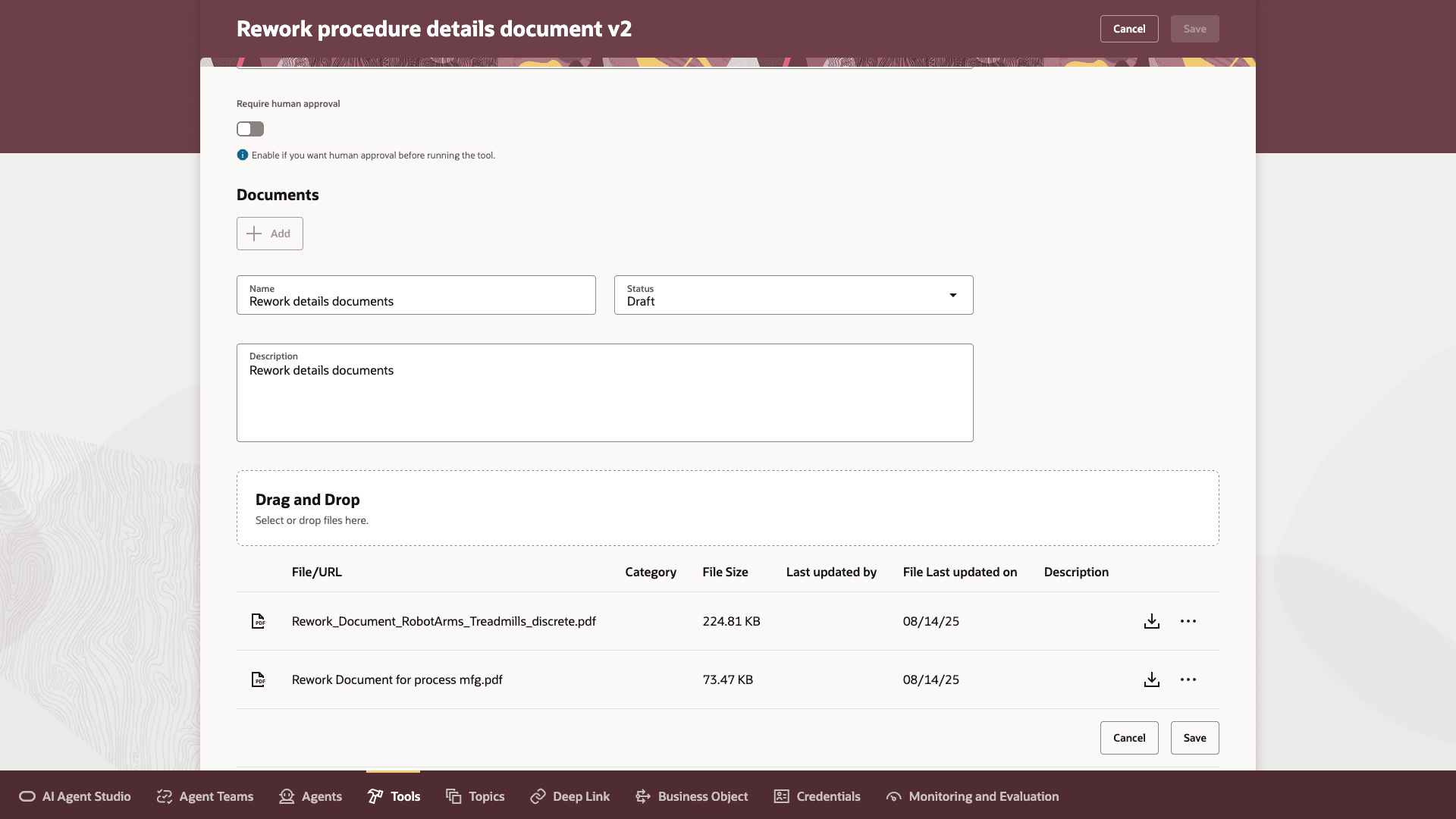 Adding and Publishing Files to the Document Tool