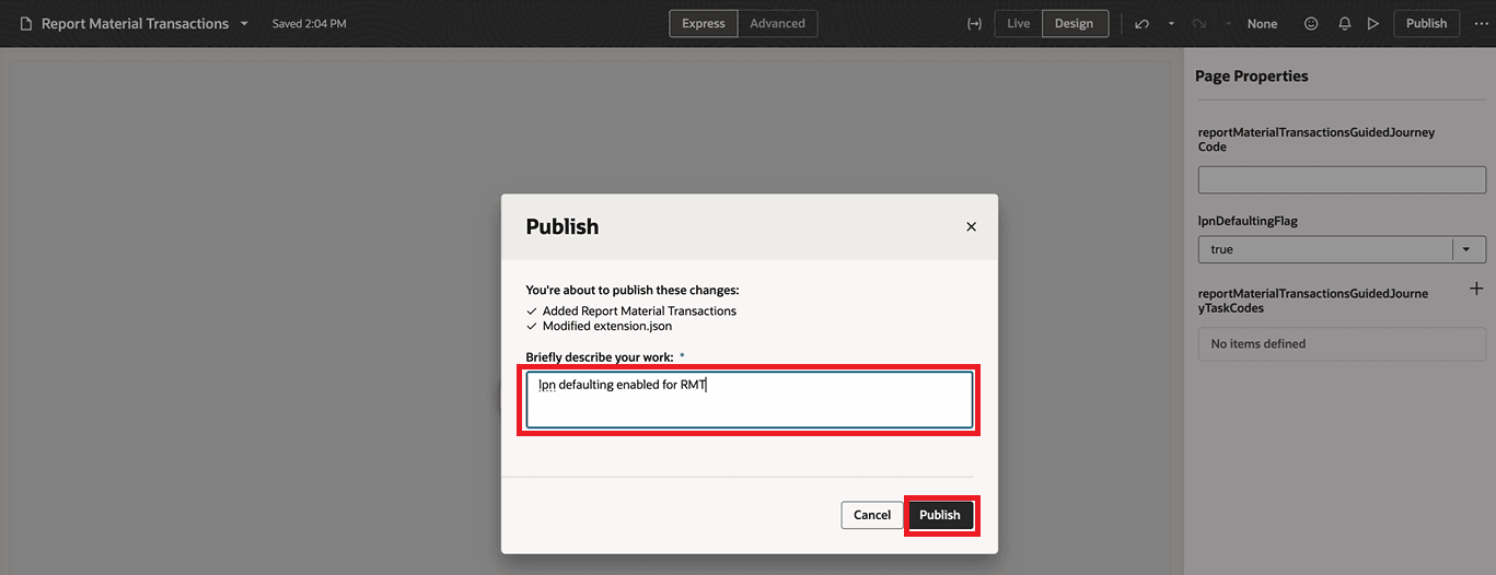 Enter the details and click on Publish.