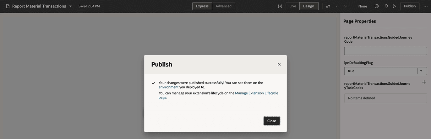 View the confirmation message.