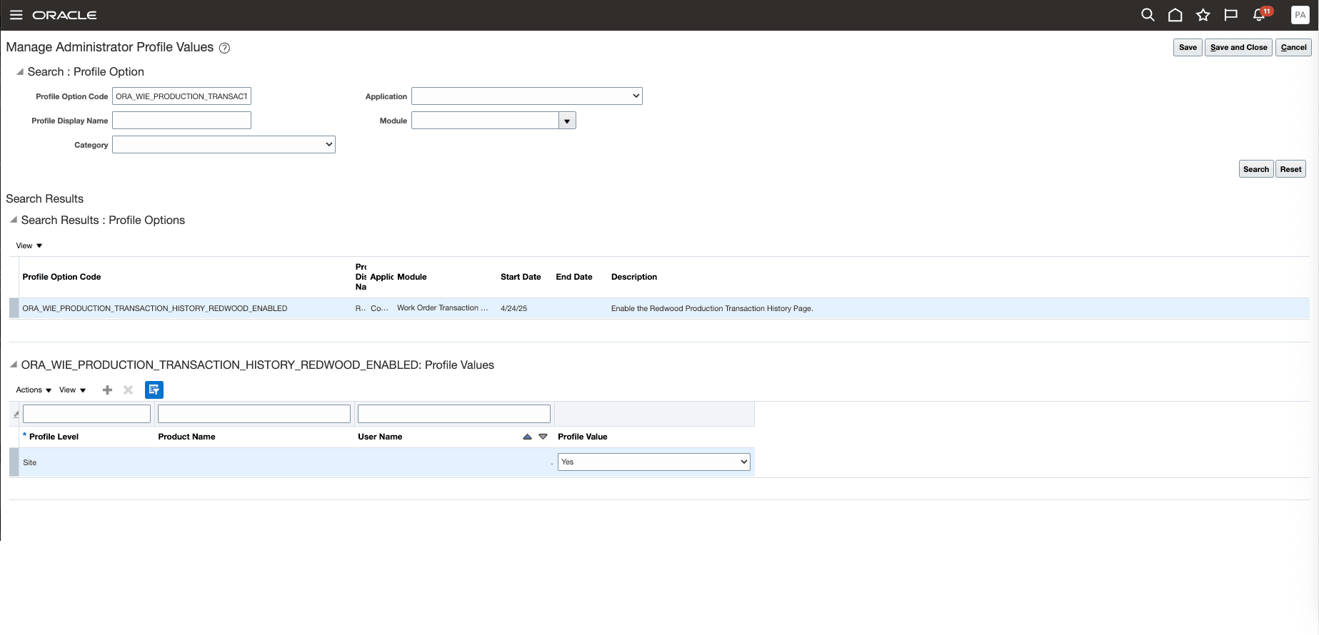 Manage Administrator Profile Values