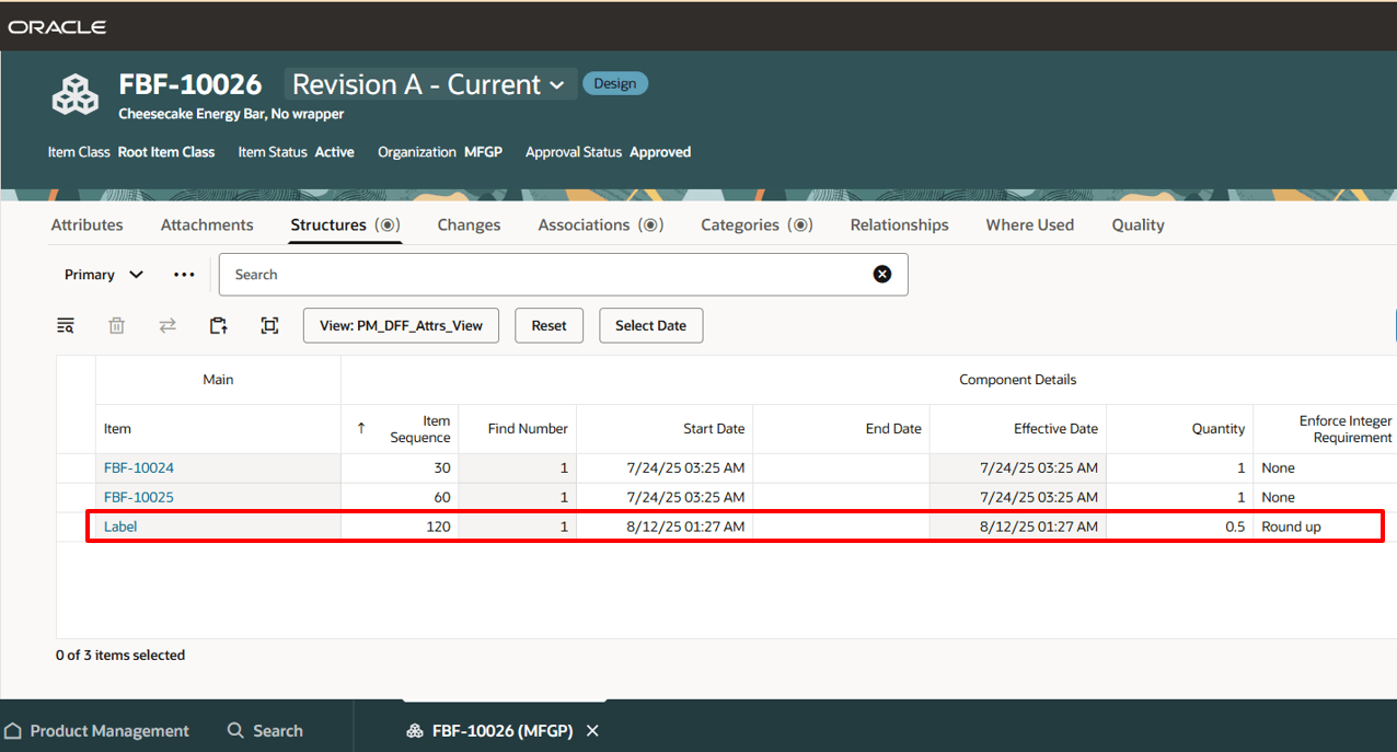 Enforce Integer Requirement Setup for an Item Structure Component in Product Information Management