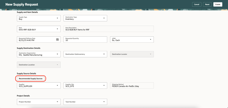 Recommended Supply Sources to view all of the supply sources that are available
