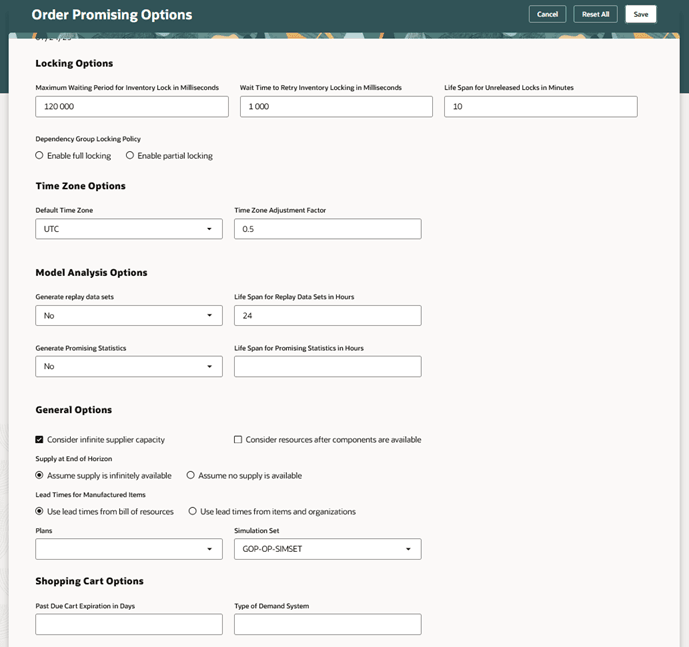 Order Promising Options
