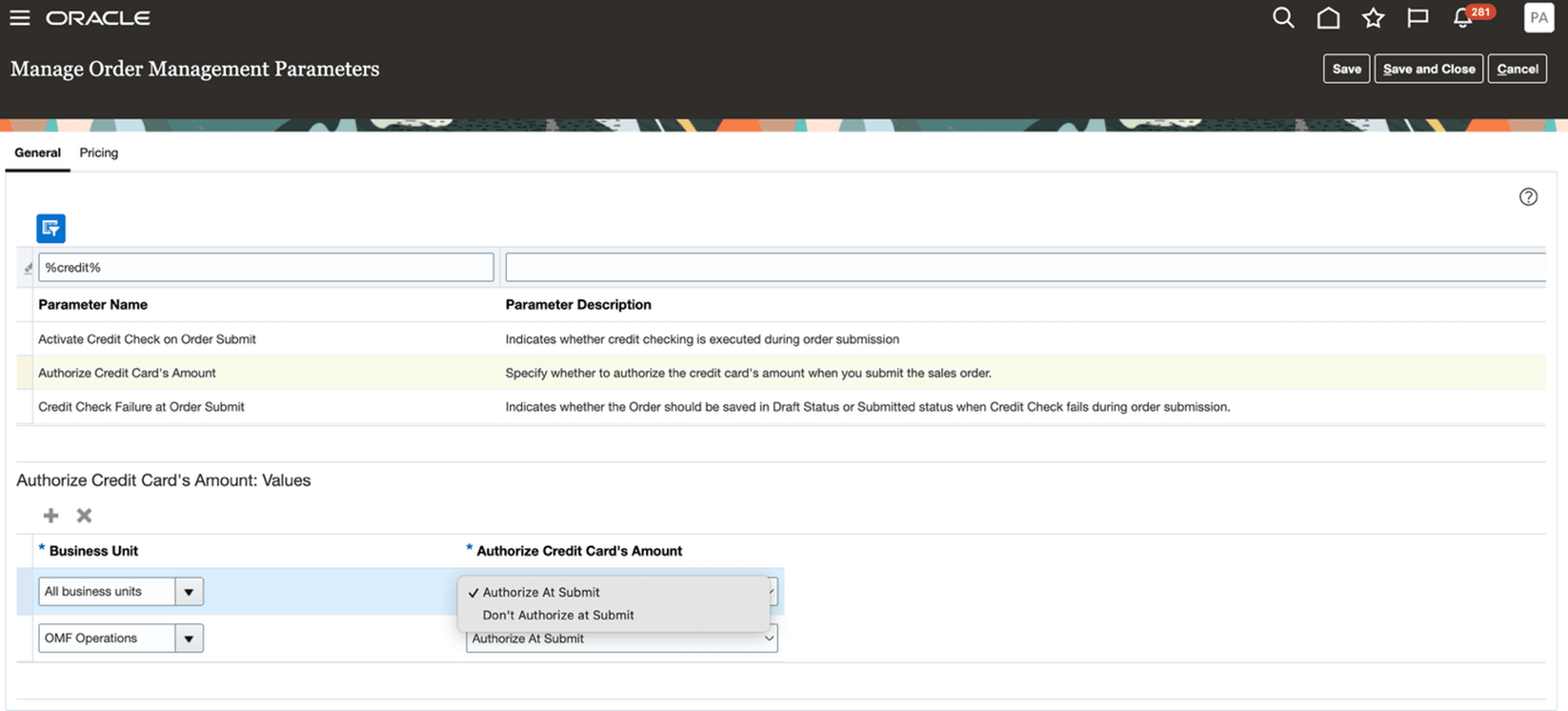 Authorize Credit Card's Amount order management parameter