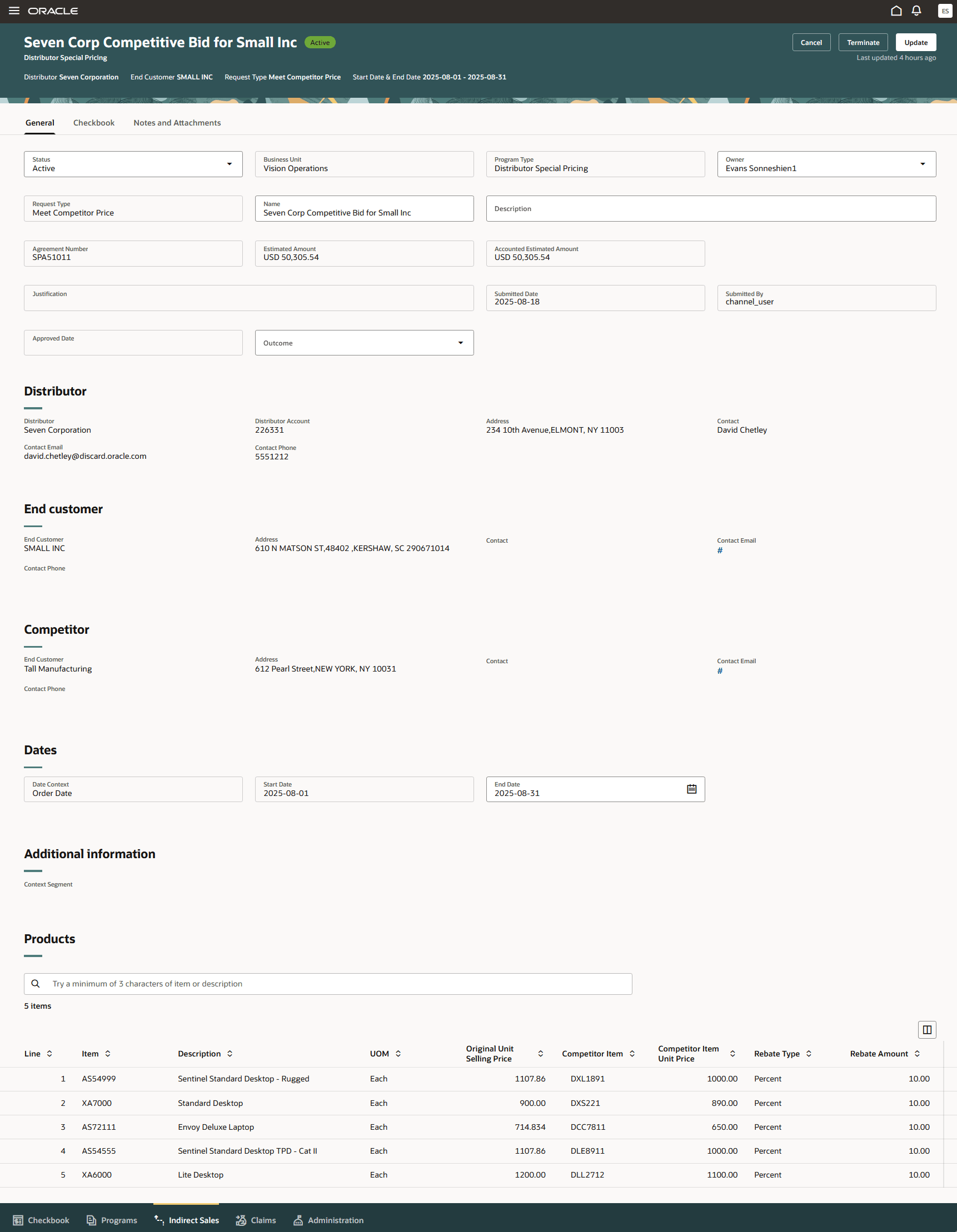 SPA for a Meet Competitor Price Request