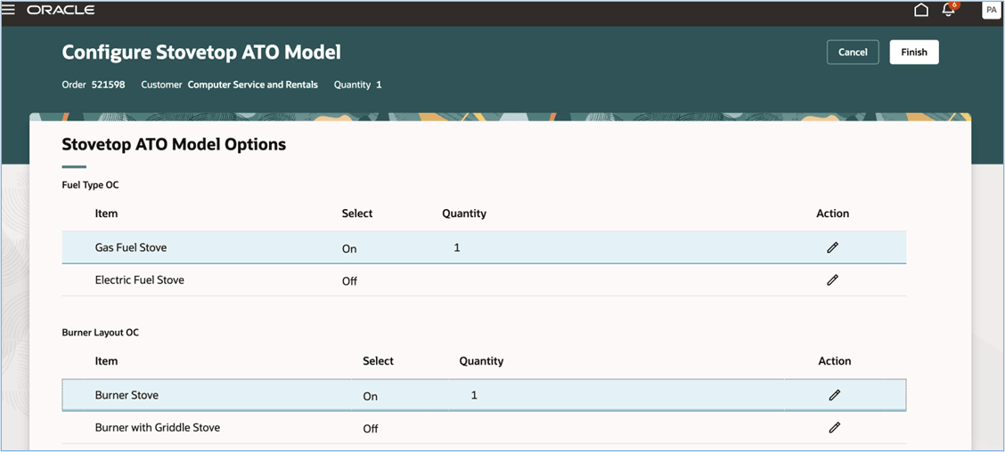 Click Finish to view the item's structure and related attributes