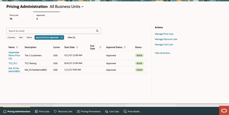 Approvals tab in the new Pricing Administration Landing page.