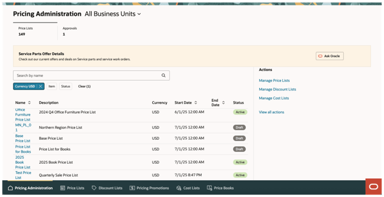 Display a guided journey from the Pricing Administration's new landing page. 