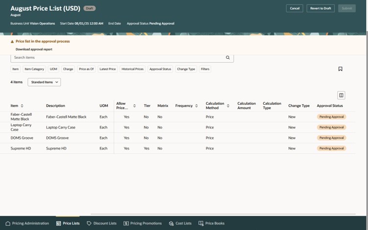 Pending Approval status