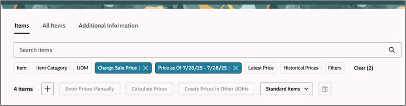 Filter data to view pricing data that's most relevant to your needs:
