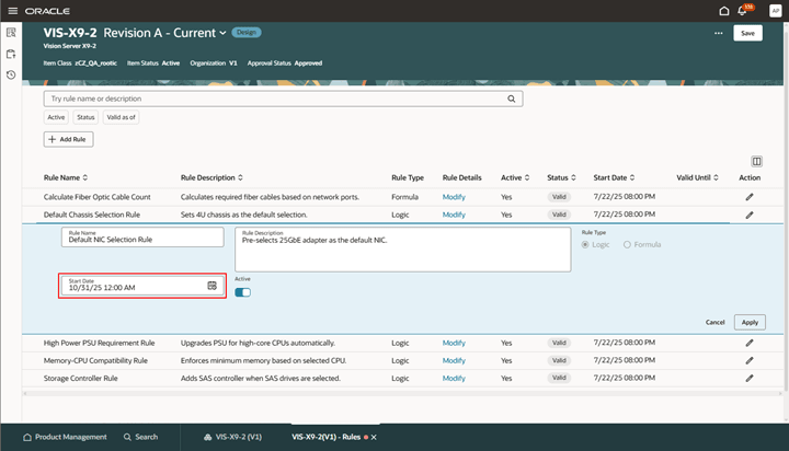 Specify the start date