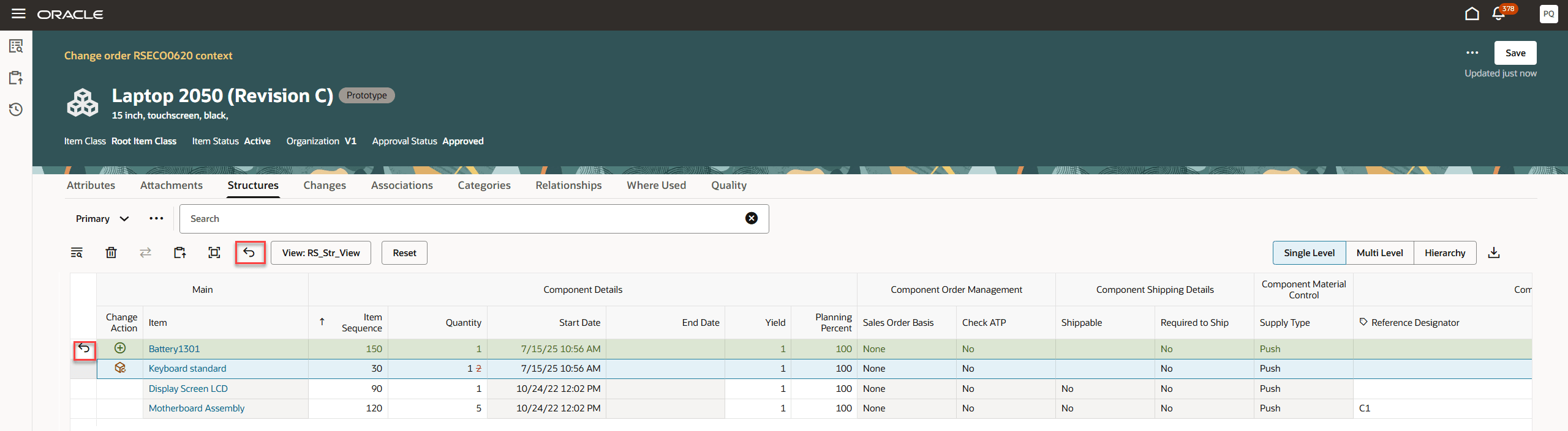 Undo Redlines for Structures