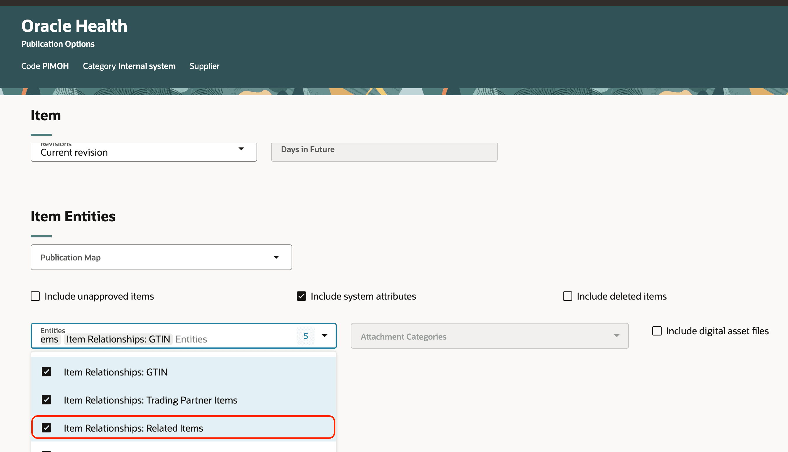 Publish Related Items Item Relationships