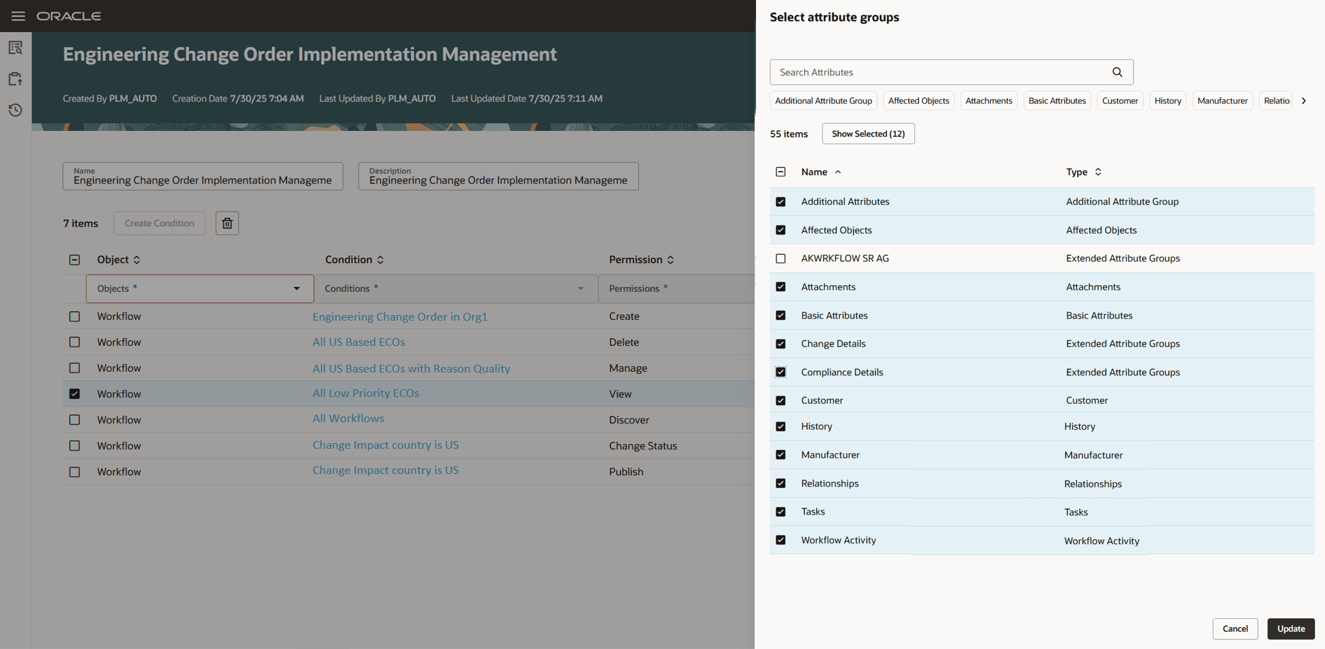 Select the Attribute Groups for the Workflow