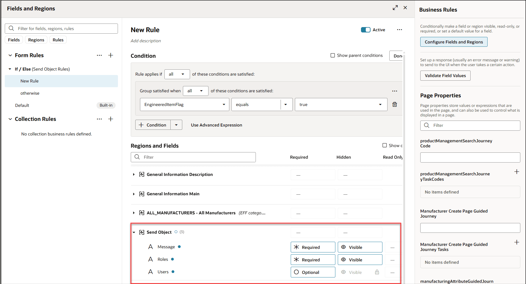 Business Rules on Send Object