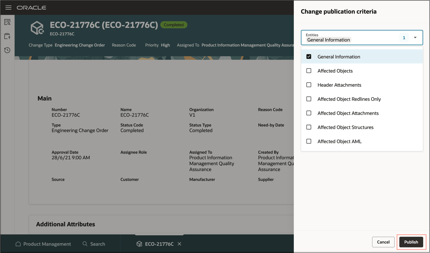 Entities for Change Publication